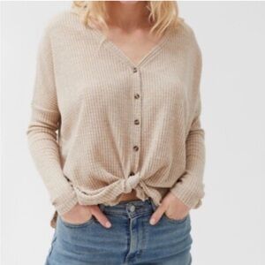 Urban Outfitters Tan Long Sleeve Button Down Shirt